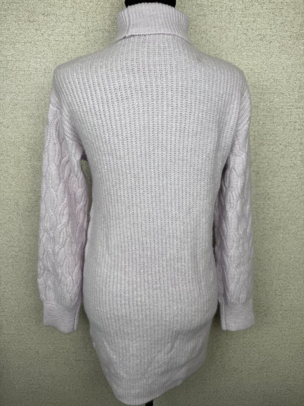 Mi Ami for Francesca’s Cable Knit Sweater Dress Small Turtleneck Lavender - Picture 3 of 6